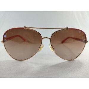 Tory Burch TY6021Q 396/13 Gold Orange Leather Aviator Sunglasses 62-12 130